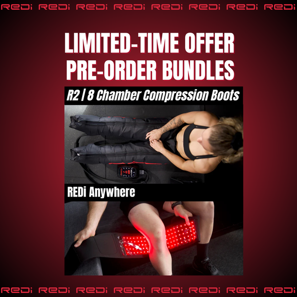 [Pre Order Bundle Saver] REDi Recovery R2 | 8 Chamber Compression Boots x REDi ANYWHERE Red Light Therapy Mat | REDI ANYWHERE